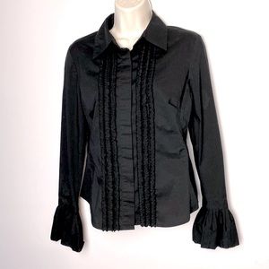 Apt 9 Women’s Stretch Button Up Ruffled Blouse Size S